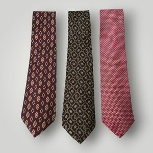 Tommy Hilfiger 100% Silk Tie Bundle (3) Vintage Made in USA‎ Geometric Crest